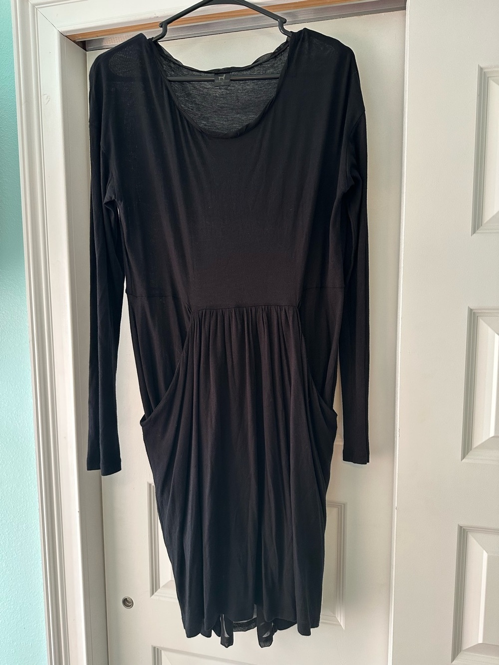 Peruvian Connection Martine Dress Women’s M Black Pima Cotton Chiffon Pockets